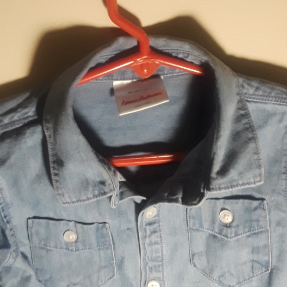 hannaAndersson button down collar light denim top - Picture 6 of 10